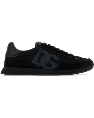 Dolce & Gabbana Suede And Mesh Dg Aria Trainers - Black