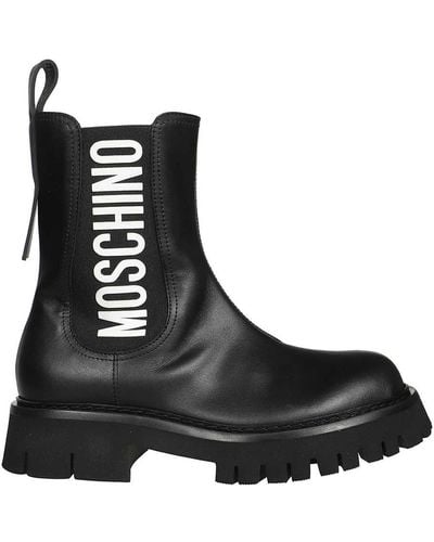 Moschino Leather Chelsea Boots - Black