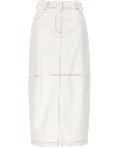 Brunello Cucinelli Denim Long Skirt - White