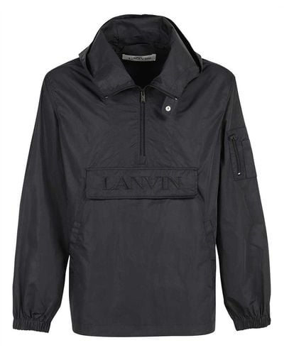 Lanvin Logo Hooded Windbreaker - Blue