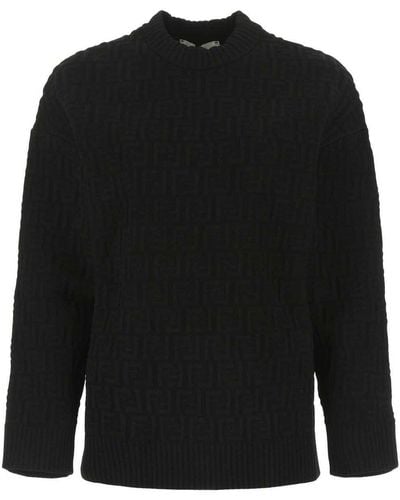 Fendi Monogram Embossed Knit Sweater - Black
