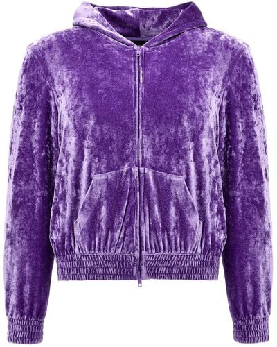 Balenciaga Sequin Velvet Hoodie Sweatshirt - Purple