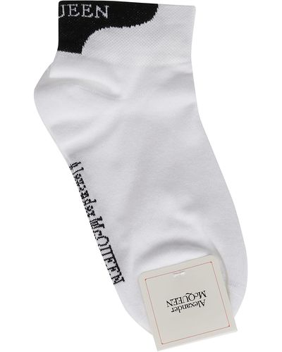 Alexander McQueen White And Black Cotton Socks - Gray