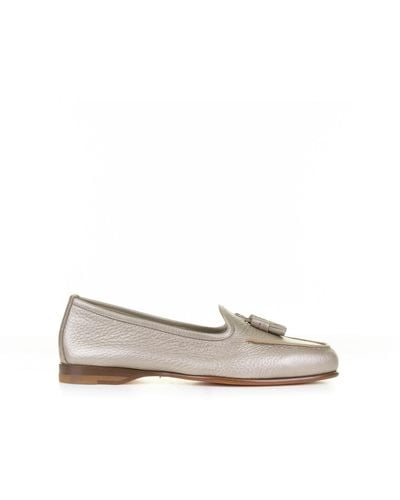 Santoni Leather Moccasin With Tassels - White