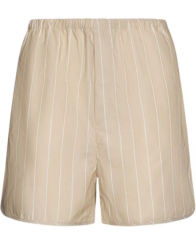 Filippa K Striped Cotton Shorts - Natural