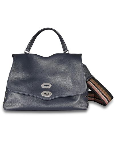 Zanellato Postina Daily Day Leather Bag With Shoulder Strap - Blue