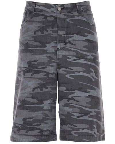 Balenciaga Camouflage Denim Shorts - Gray