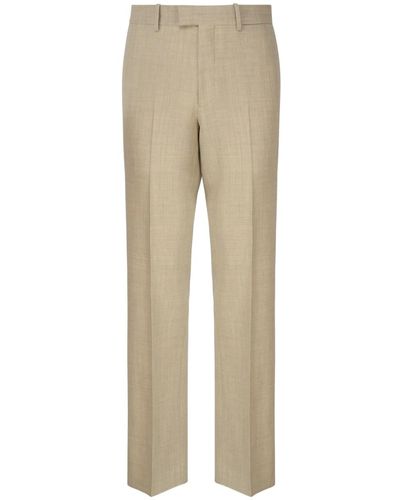 Burberry Wool Tailored Pants - Natural