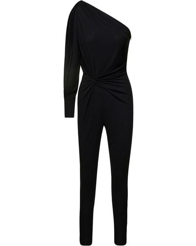 Saint Laurent One-Shoulder Jumpsuit With Side Gathering - Black