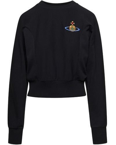 Vivienne Westwood Crewneck Sweatshirt With Embroidered Orb Logo - Black