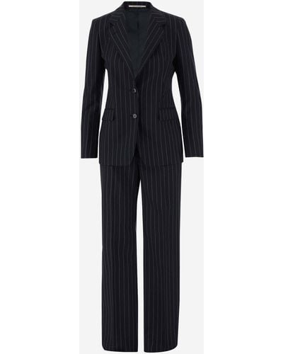 Tagliatore Virgin Wool Pinstripe Suit - Black