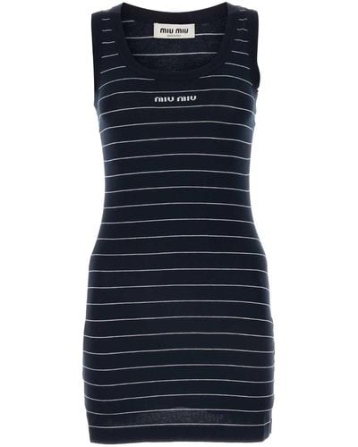 Miu Miu Striped Mini Dress - Blue