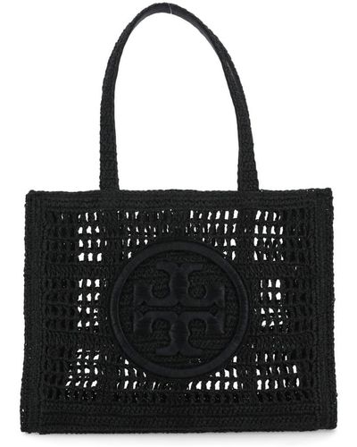 Tory Burch Ella Hand-Crocheted Small Tote Bag - Black