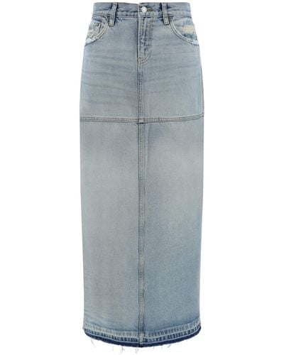 RE/DONE Mid Rise Split Skirt Jeans - Blue