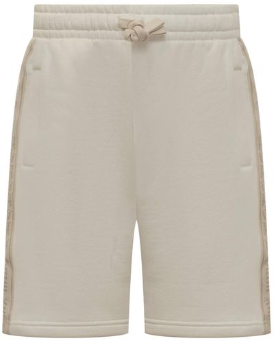 Palm Angels Cotton Shorts With Logo Lettering Bands - Grey