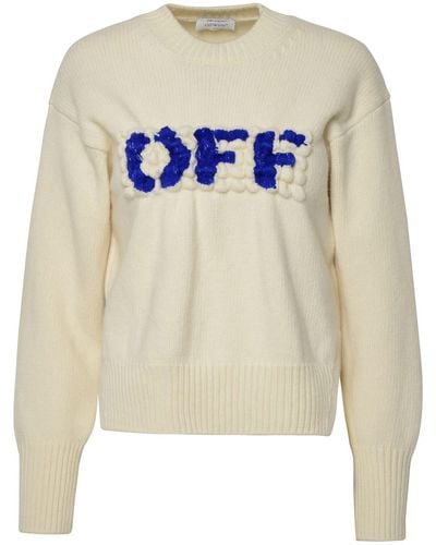 Off-White c/o Virgil Abloh Boiled Ivory Wool Sweater - Blue