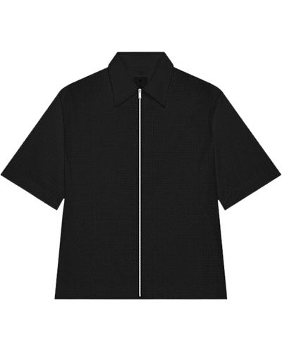 Givenchy Short Sleeves Boxy Fit Zipped Shirt - Black
