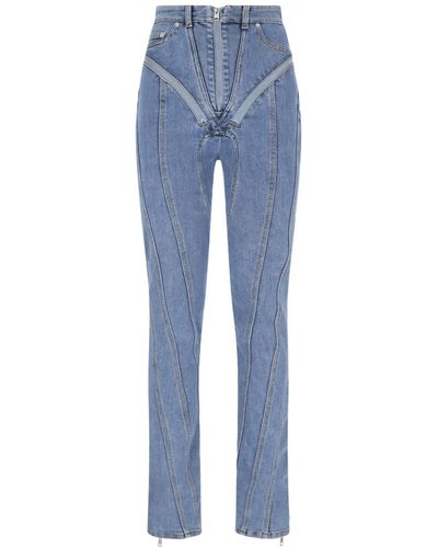 Mugler 'zipped Spiral' Jeans - Blue