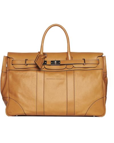Brunello Cucinelli Leather Duffel Bag - Natural