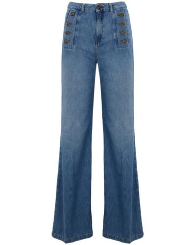 Twin Set Flared Jeans With Buttons - Blue