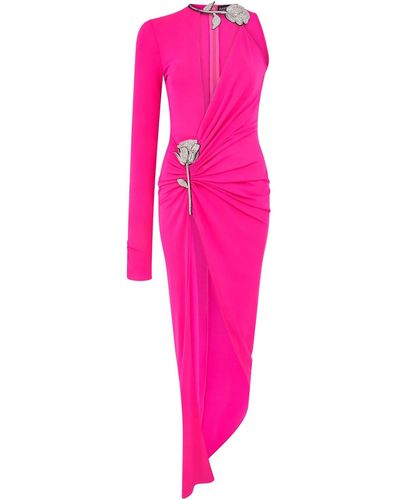 David Koma Drape Jersey One-Sleeved Gown - Pink