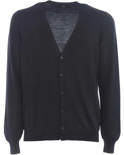Fay Cardigan In Shaved Wool - Black