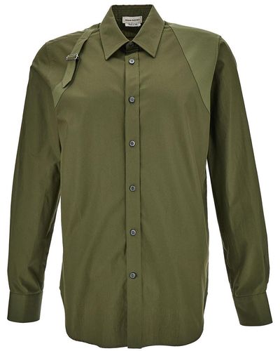 Alexander McQueen Shirt With Harness Detail In Cotton - Green