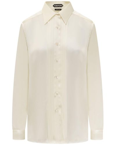 Tom Ford Silk Shirt With Pleated Detail - White