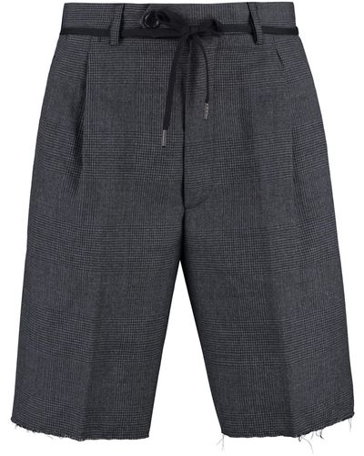 Aspesi Prince Of Wales Checked Wool Shorts - Grey