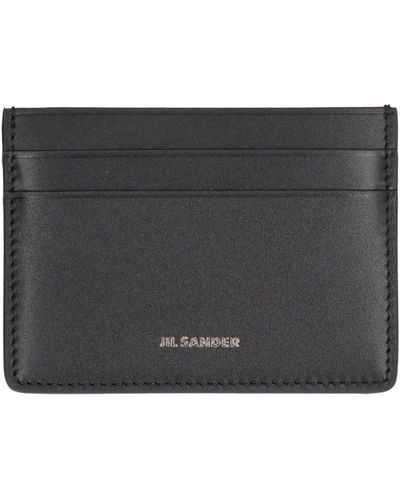 Jil Sander Logo Detail Leather Card Holder - Gray