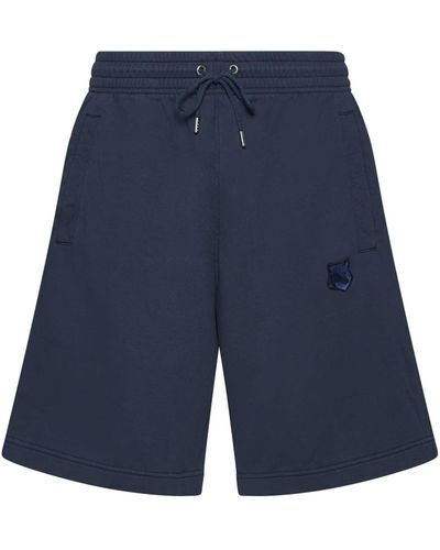 Maison Kitsuné Fox Head Patch Cotton Shorts - Blue