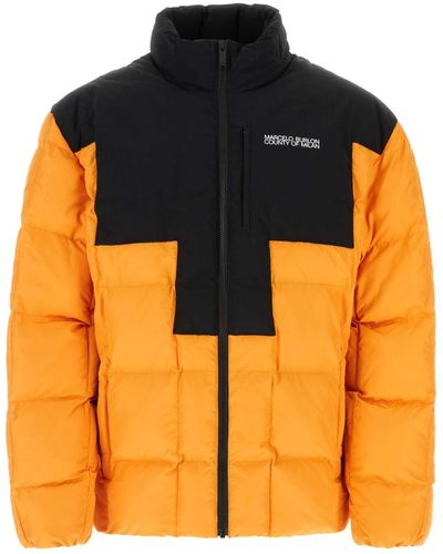 Marcelo Burlon Two-Tone Polyester Padded Jacket - Orange