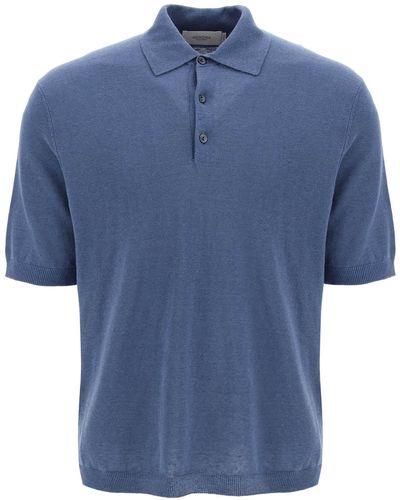 Agnona Linen And Cotton Jersey Polo - Blue