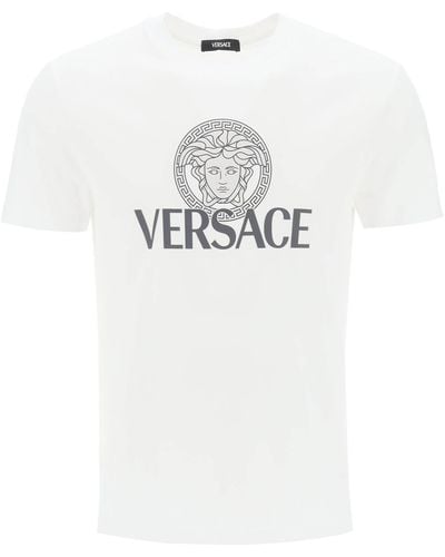Versace T Shirt With Medusa Print - White