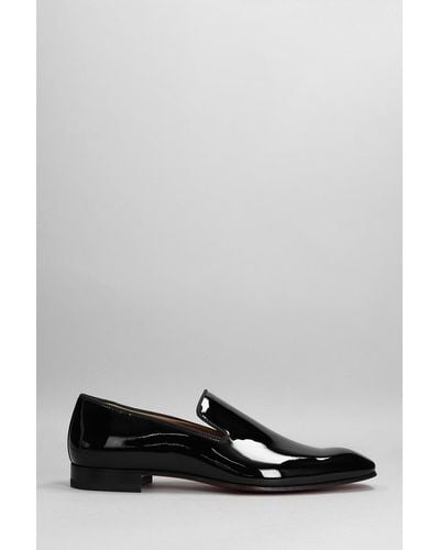 Christian Louboutin Dandeliuon Flat Loafers In Black Patent Leather - Grey
