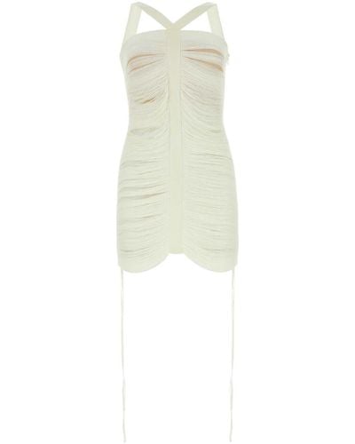 ANDREADAMO Ivory Viscose Blend Mini Dress - White