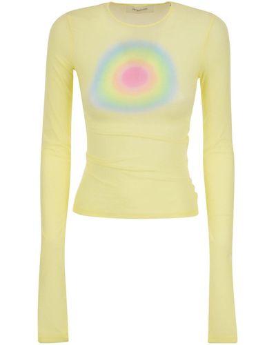 Sportmax Graphic Printed Slim Fit Jersey Top - Yellow