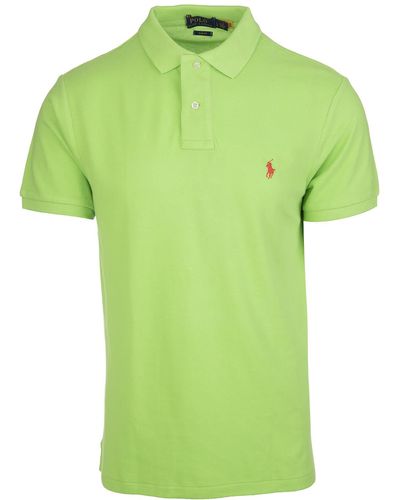 Ralph Lauren Light Green And Red Slim-fit Pique Polo Shirt
