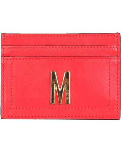Moschino Leather Card Holder - Red
