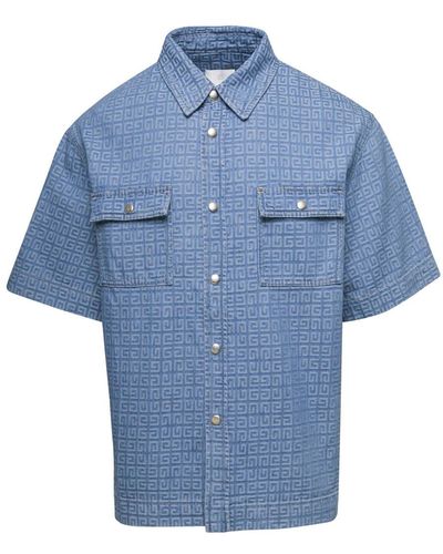 Givenchy Short Sleeves Boxy Fit Denim Shirt - Blue