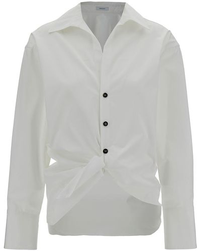 Ferragamo White Shirt With Knot Detail In Cotton Woman - Grey