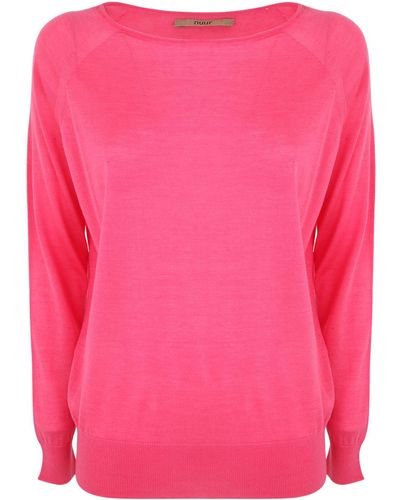 Nuur Wide Neckline Pullover - Pink