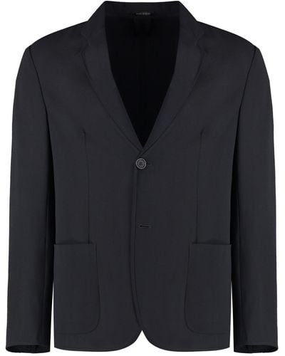Giorgio Armani Single-Breasted Virgin Wool Jacket - Black