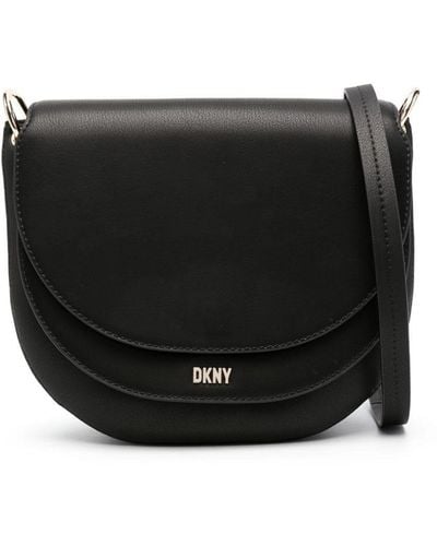 DKNY Logo-lettering Leather Crossbody Bag - Black