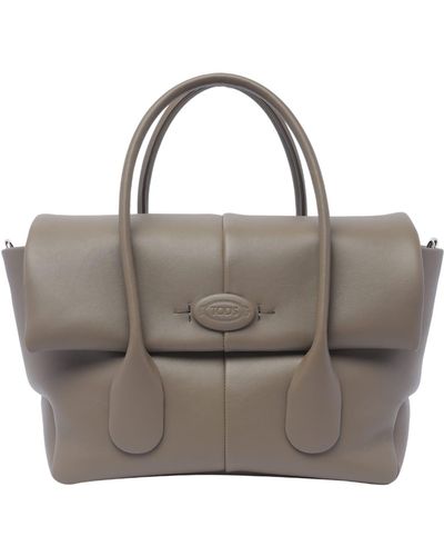 Tod's 'di Bag Reverse' Green Shopper Bag In Leather Woman - Gray