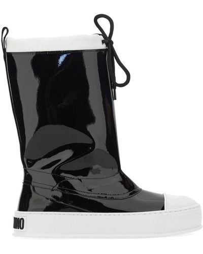 Moschino Boot With Logo - Black