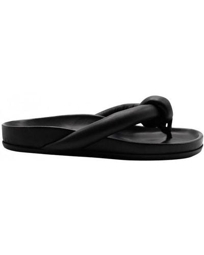 Rick Owens Fogachine Knotted Slip On Strap Sandal Shoes - Black