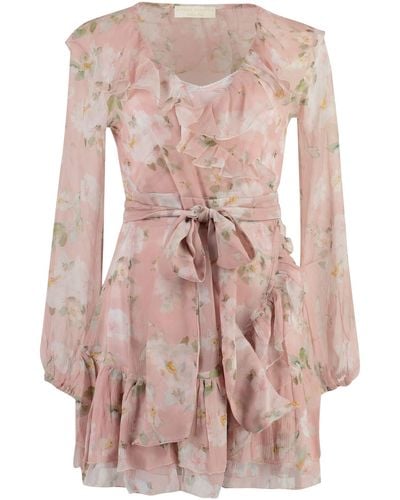 Zamattio Silk Wrap-Dress - Pink