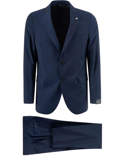 Tombolini Logo Patch Plain Suit - Blue