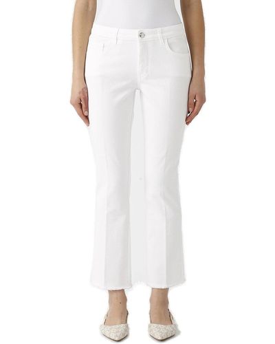 Fay Logo-Patch Mid-Rise Cropped Jeans - White